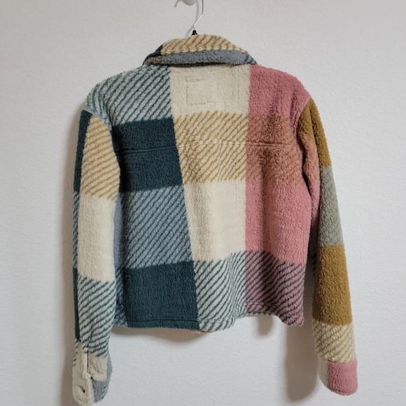 Thread and Supply Multi Color Plaid Fleece Jacket. - Picture 4 of 4